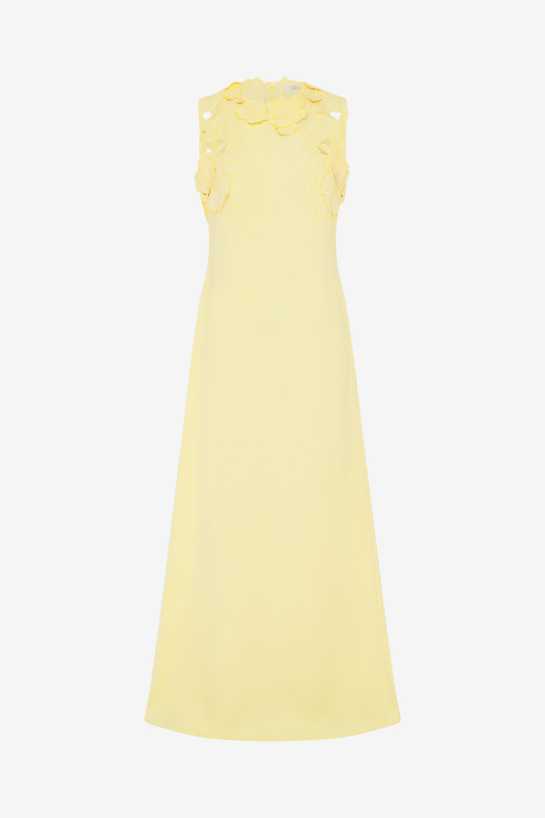 Exclusive Leo Lin Solene Appliqué Maxi Dress in Sorbet Yellow