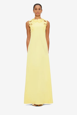 Exclusive Leo Lin Solene Appliqué Maxi Dress in Sorbet Yellow
