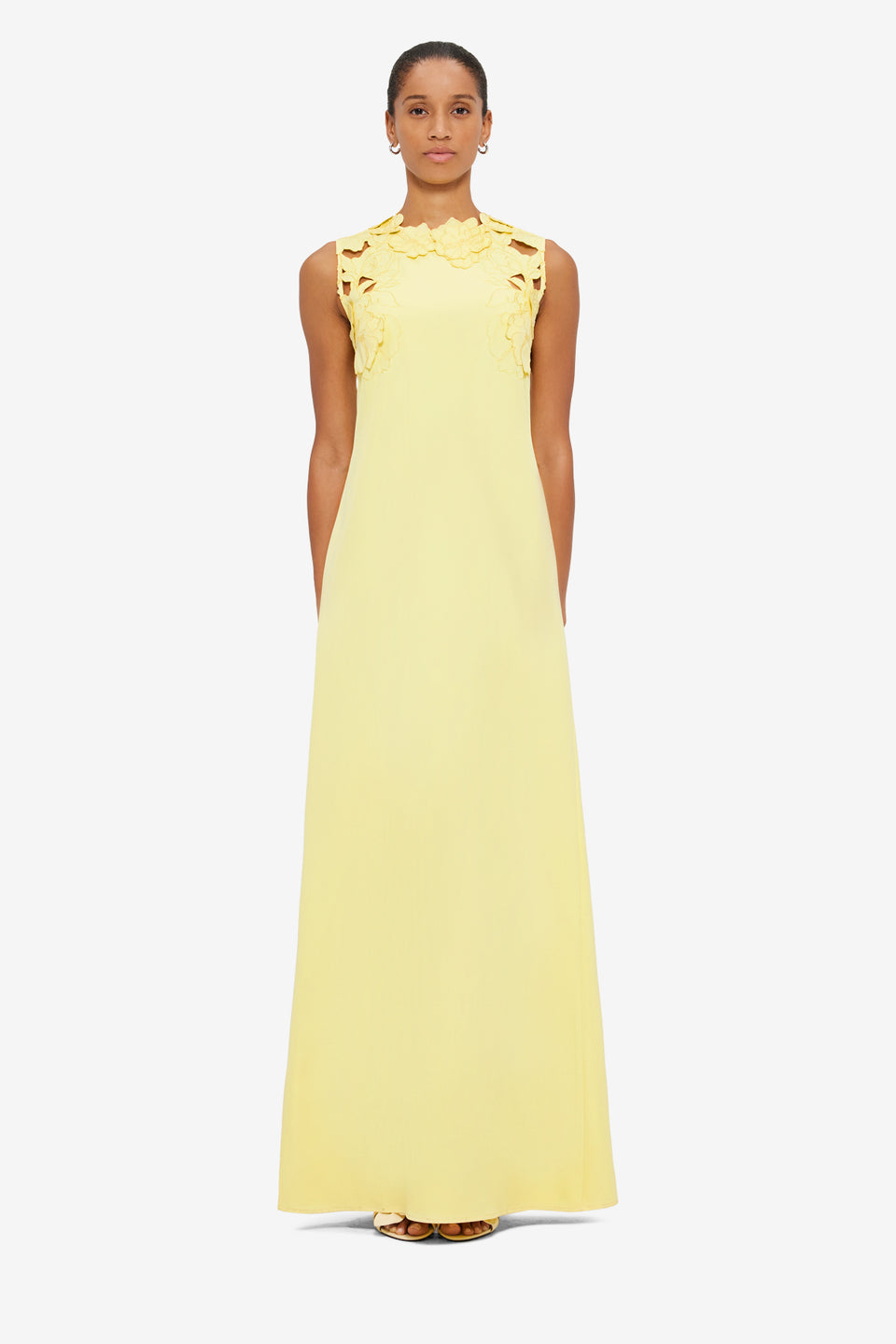 Exclusive Leo Lin Solene Appliqué Maxi Dress in Sorbet Yellow