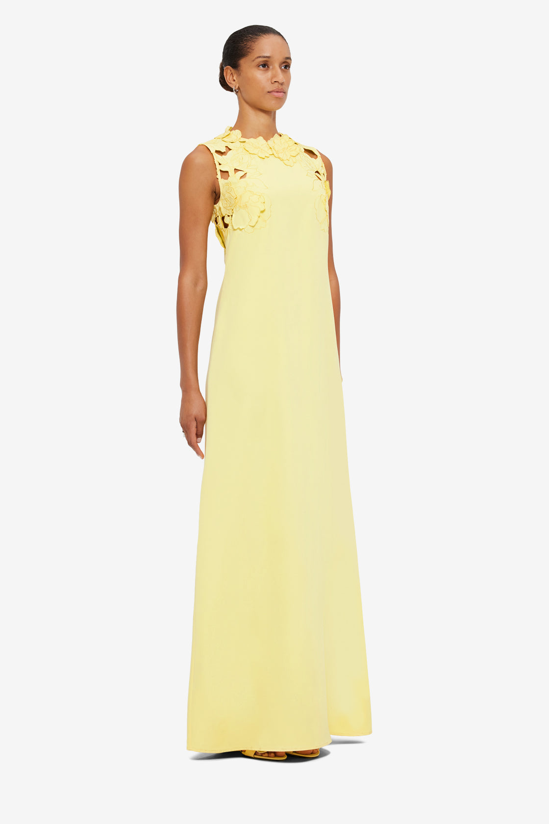 Exclusive Leo Lin Solene Appliqué Maxi Dress in Sorbet Yellow