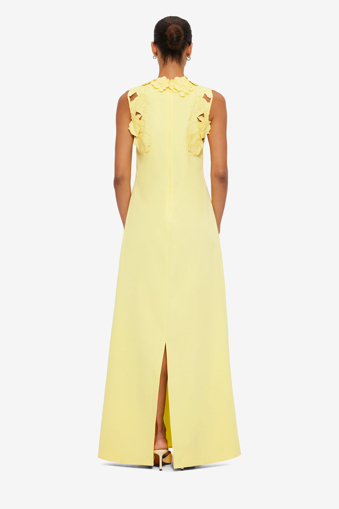 Exclusive Leo Lin Solene Appliqué Maxi Dress in Sorbet Yellow