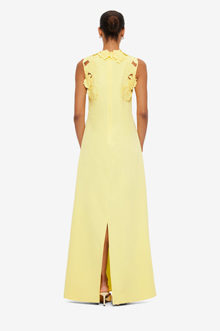 Exclusive Leo Lin Solene Appliqué Maxi Dress in Sorbet Yellow