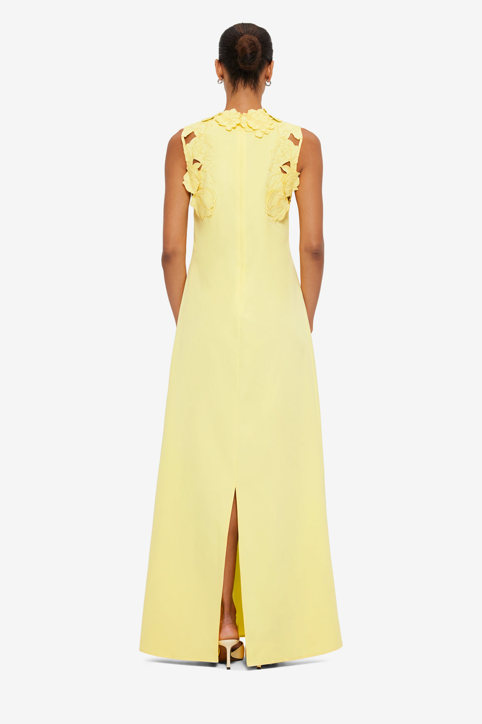 Exclusive Leo Lin Solene Appliqué Maxi Dress in Sorbet Yellow