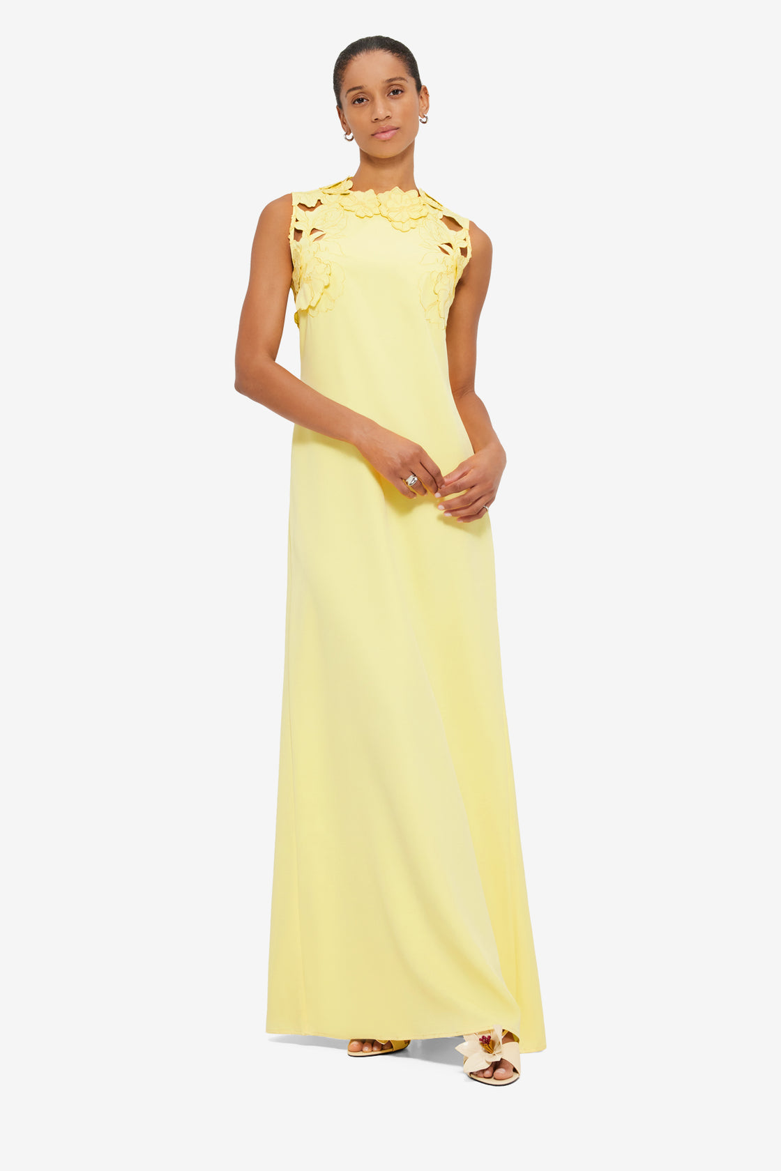 Exclusive Leo Lin Solene Appliqué Maxi Dress in Sorbet Yellow