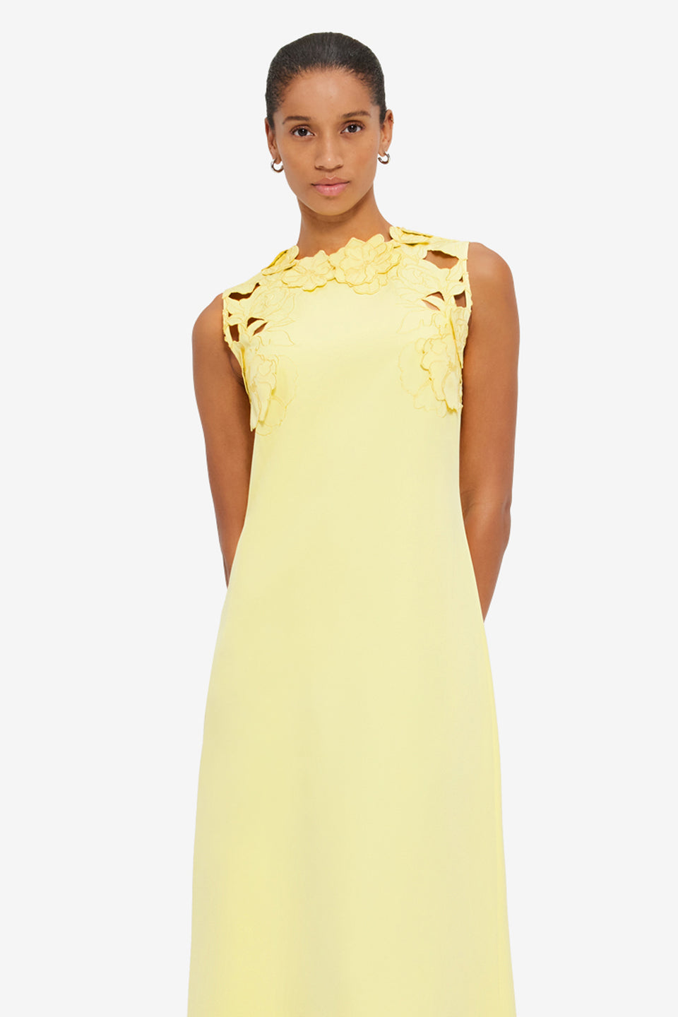 Exclusive Leo Lin Solene Appliqué Maxi Dress in Sorbet Yellow