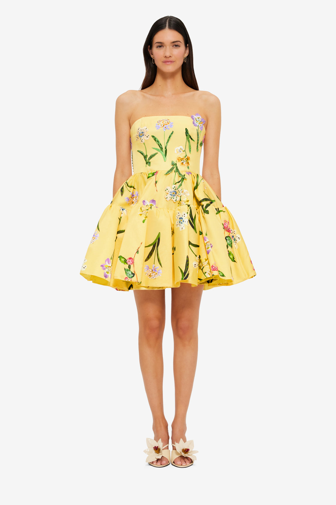 Exclusive Leo Lin Skye Bustier Mini Dress in Wild Flower in Sorbet