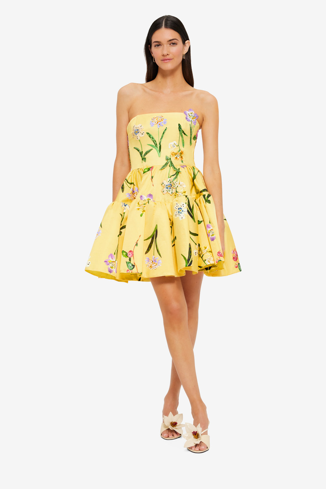 Exclusive Leo Lin Skye Bustier Mini Dress in Wild Flower in Sorbet