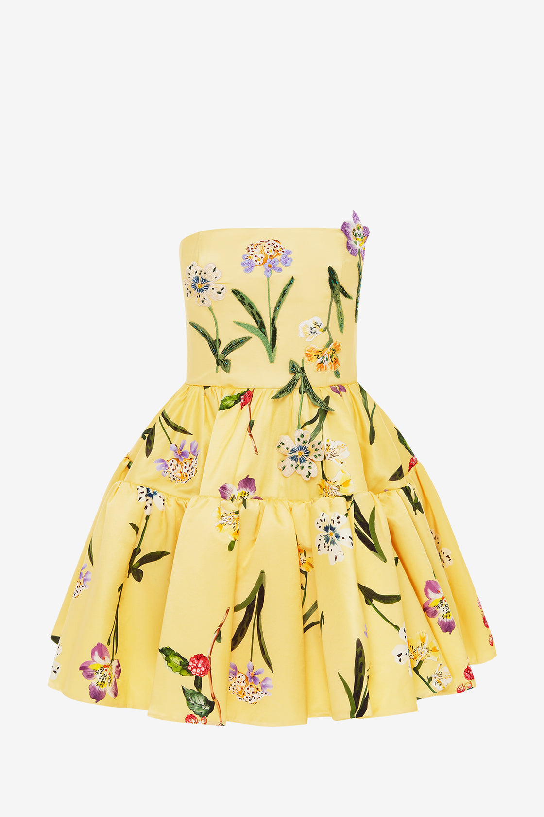 Exclusive Leo Lin Skye Bustier Mini Dress in Wild Flower in Sorbet