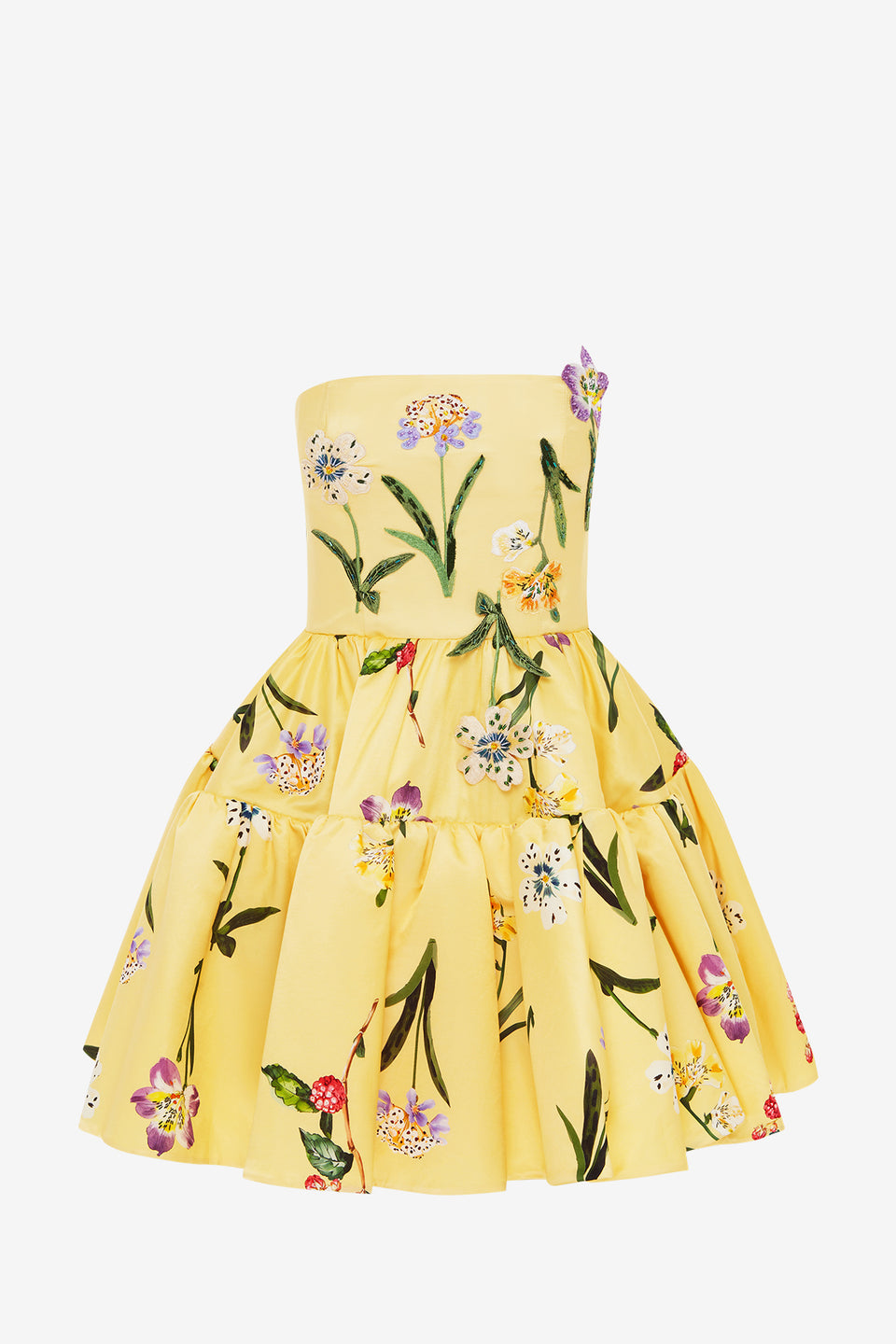 Exclusive Leo Lin Skye Bustier Mini Dress in Wild Flower in Sorbet