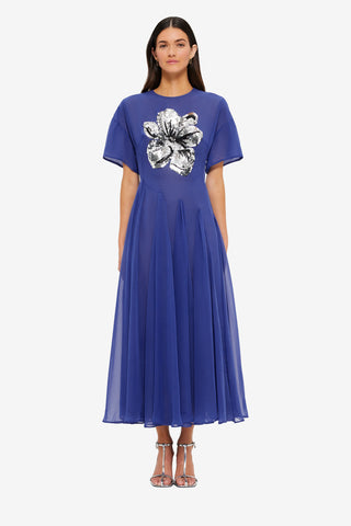Exclusive Leo Lin Désirée Embellished Midi Dress in Sapphire