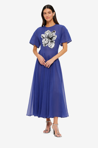 Exclusive Leo Lin Désirée Embellished Midi Dress in Sapphire
