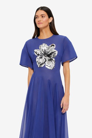 Exclusive Leo Lin Désirée Embellished Midi Dress in Sapphire