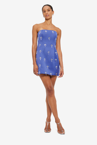 Exclusive Leo Lin Roselle Embellished Bustier Mini Dress in Sapphire