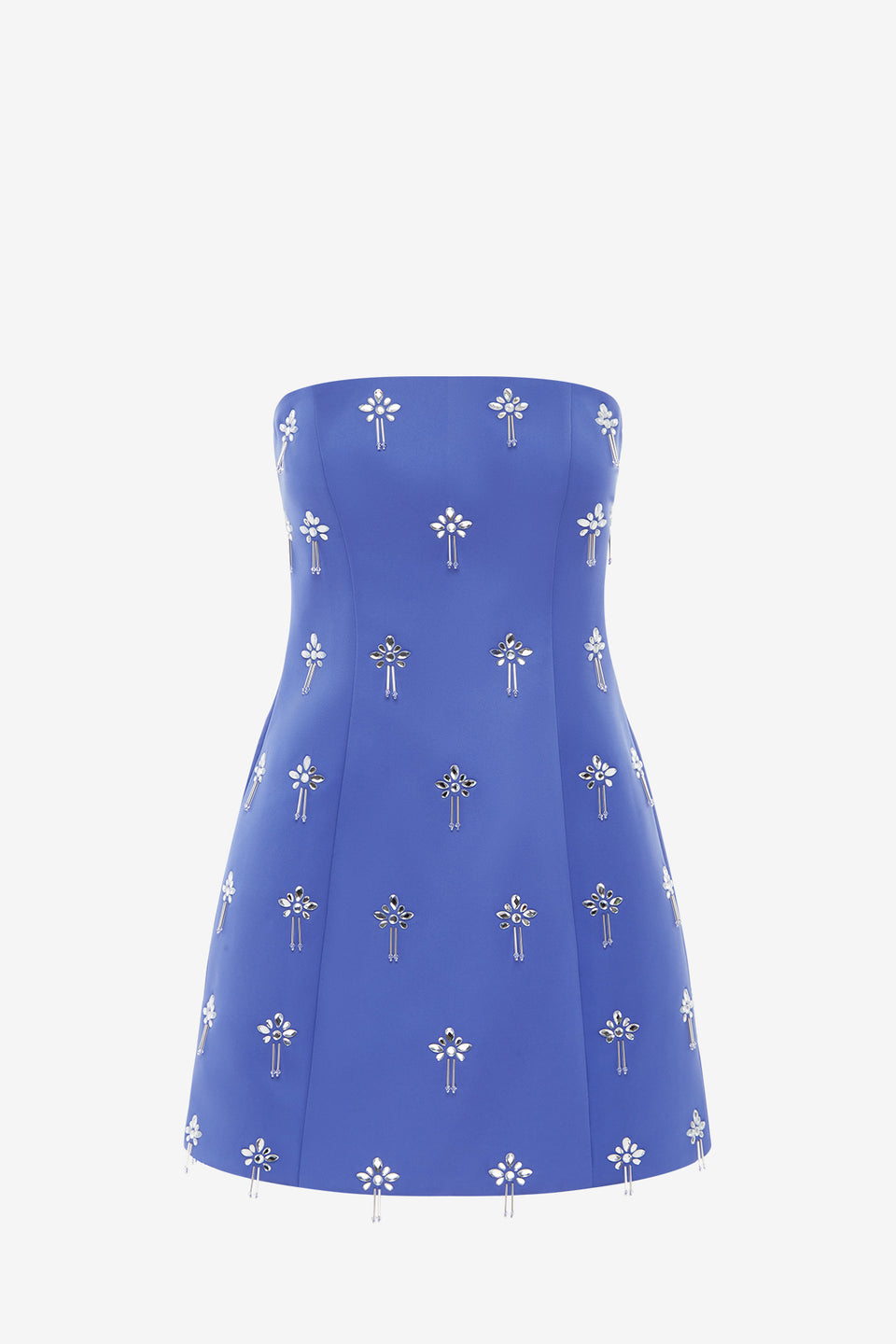 Exclusive Leo Lin Roselle Embellished Bustier Mini Dress in Sapphire