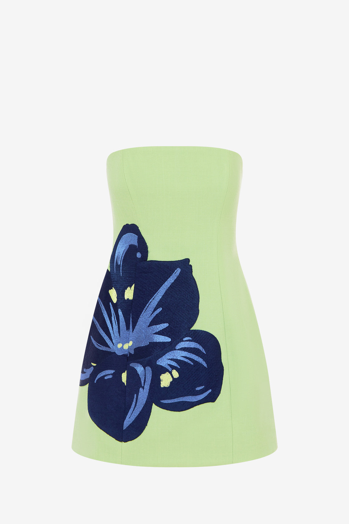 Exclusive Leo Lin Roselle Embroidered Bustier Mini Dress in Hibiscus in Matcha