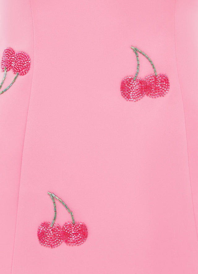 Exclusive Leo Lin Rayna Embellished Bustier Maxi Dress in Pink Cherry Beading