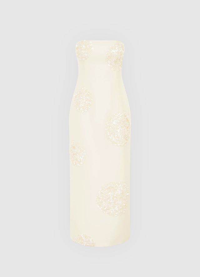 Exclusive Leo Lin Rayna Embellished Bustier Maxi Dress in Cream