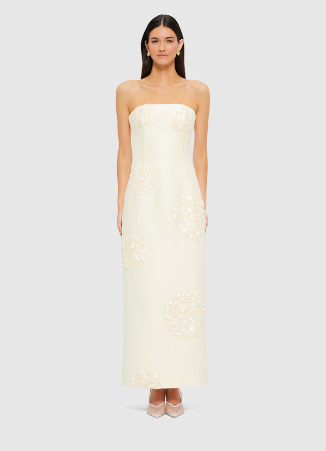 Exclusive Leo Lin Rayna Embellished Bustier Maxi Dress in Cream