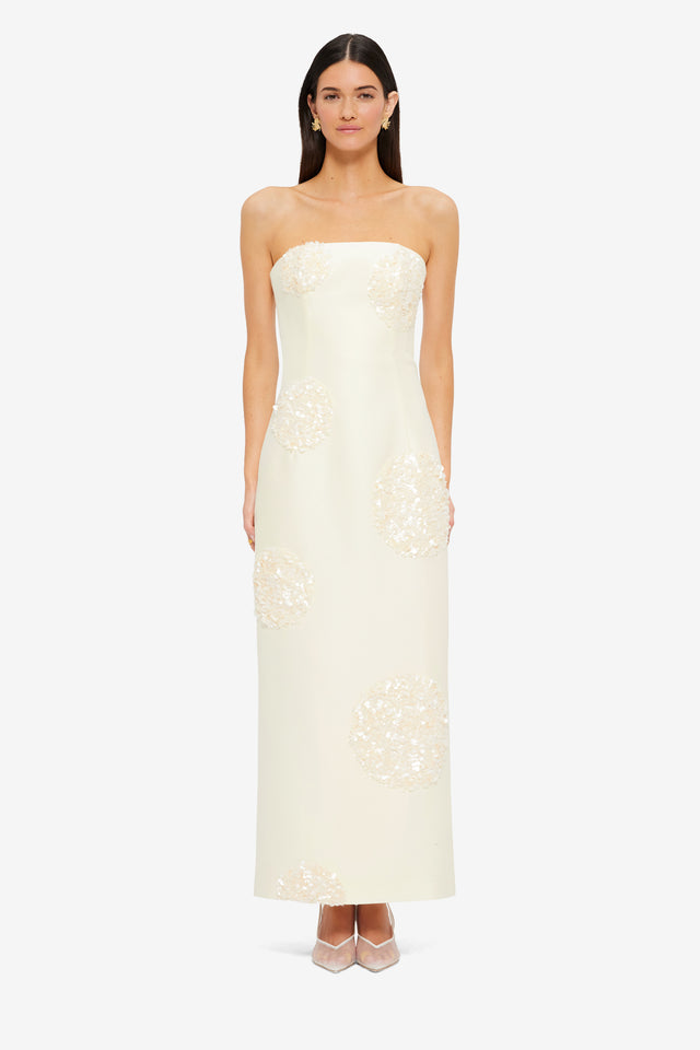 Exclusive Leo Lin Rayna Embellished Bustier Maxi Dress in Cream
