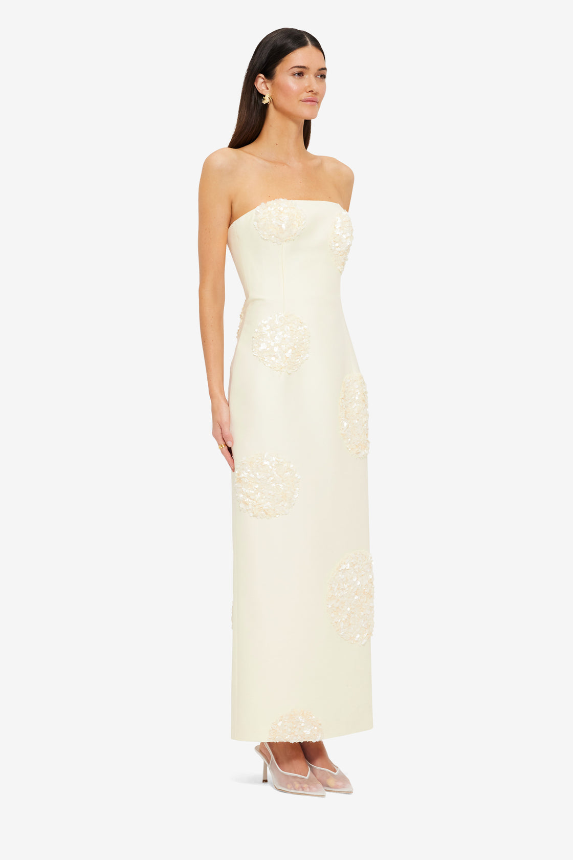 Exclusive Leo Lin Rayna Embellished Bustier Maxi Dress in Cream
