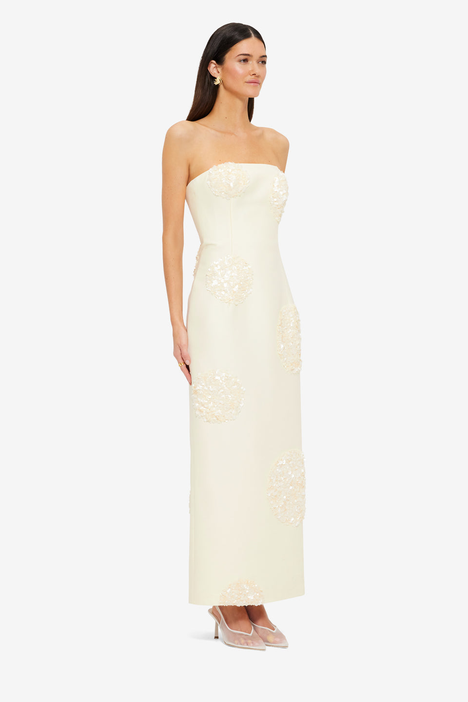 Exclusive Leo Lin Rayna Embellished Bustier Maxi Dress in Cream