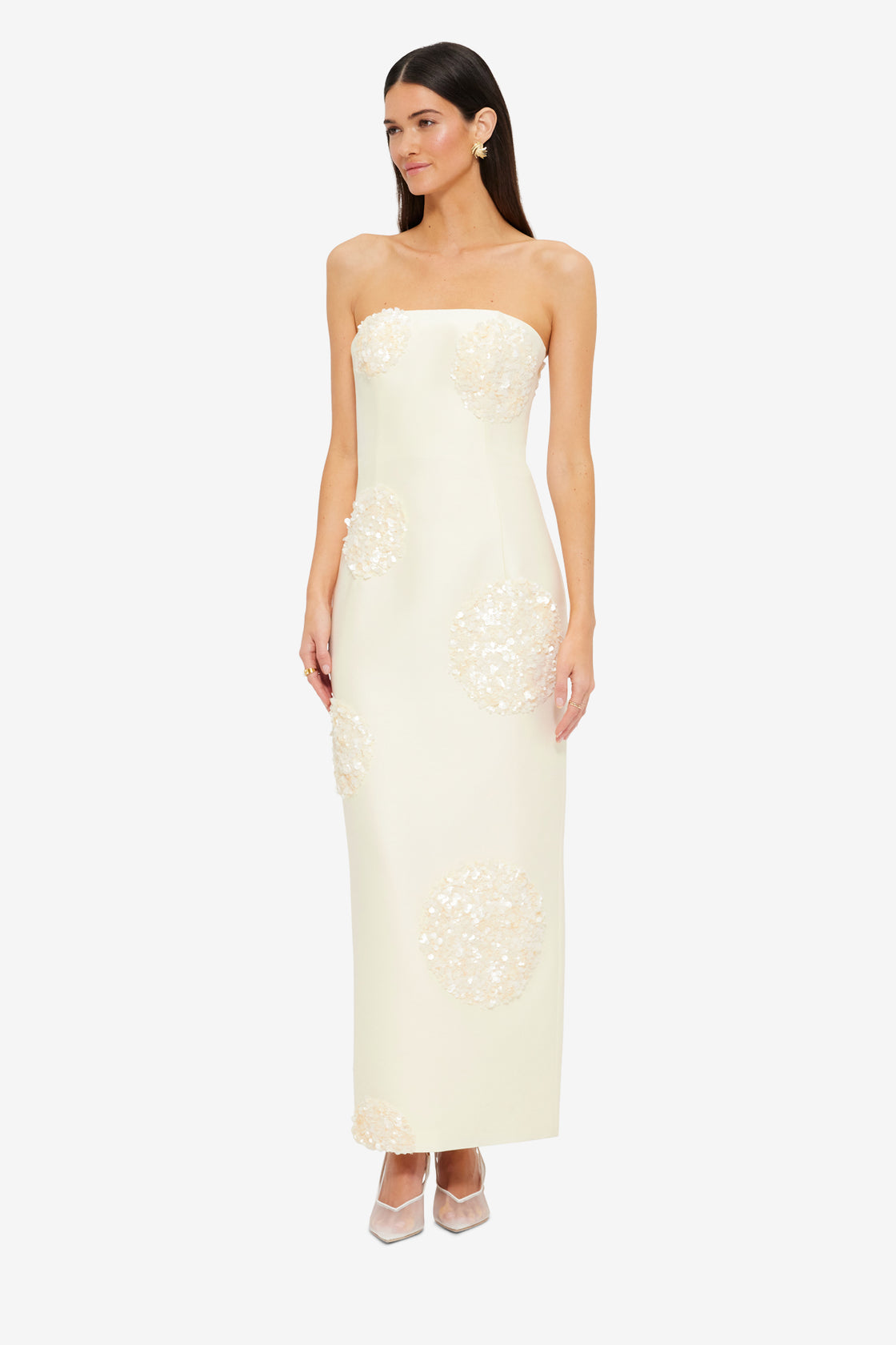 Exclusive Leo Lin Rayna Embellished Bustier Maxi Dress in Cream