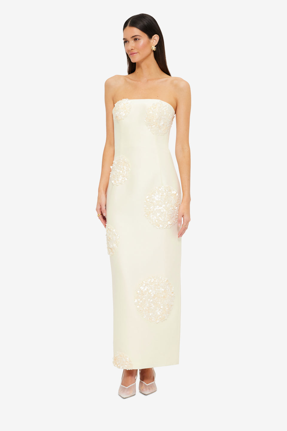 Exclusive Leo Lin Rayna Embellished Bustier Maxi Dress in Cream