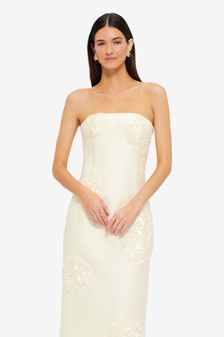 Exclusive Leo Lin Rayna Embellished Bustier Maxi Dress in Cream