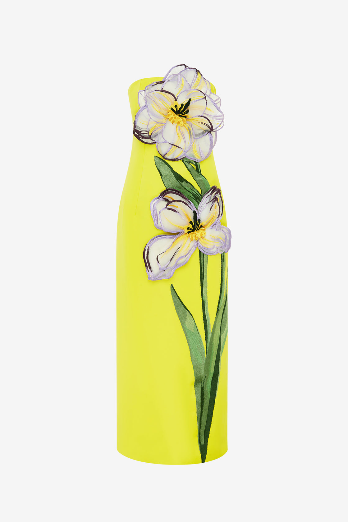 Exclusive Leo Lin Rayna Appliqué Floral Maxi Dress in Iris Print in Yellow