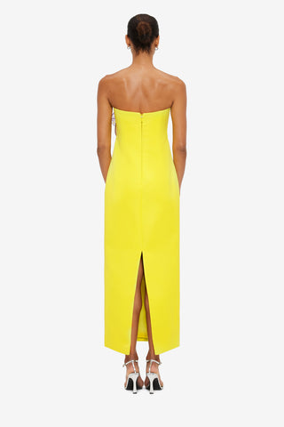 Exclusive Leo Lin Rayna Appliqué Floral Maxi Dress in Iris Print in Yellow