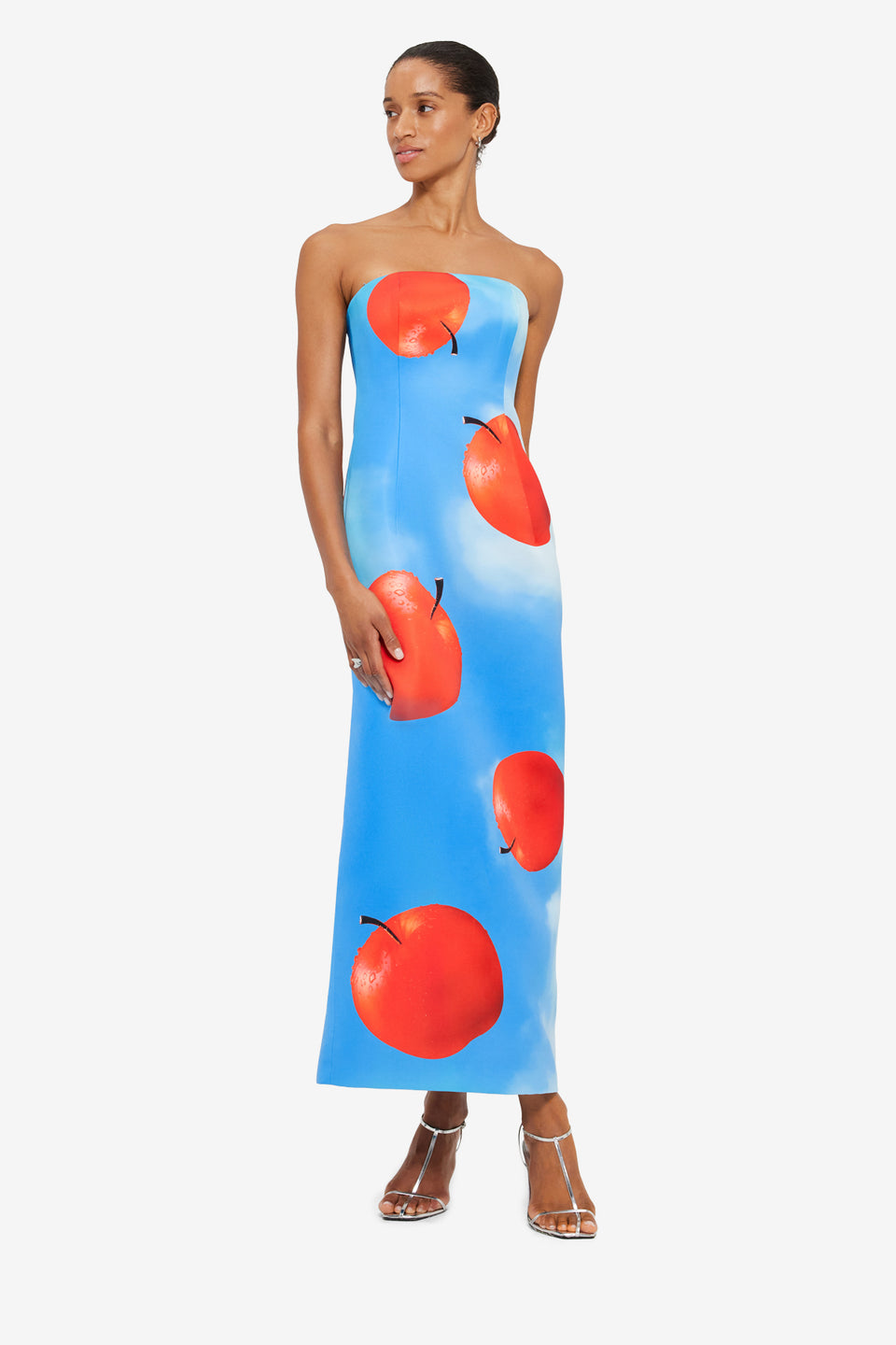 Exclusive Leo Lin Rayna Bustier Maxi Dress in Apple Print