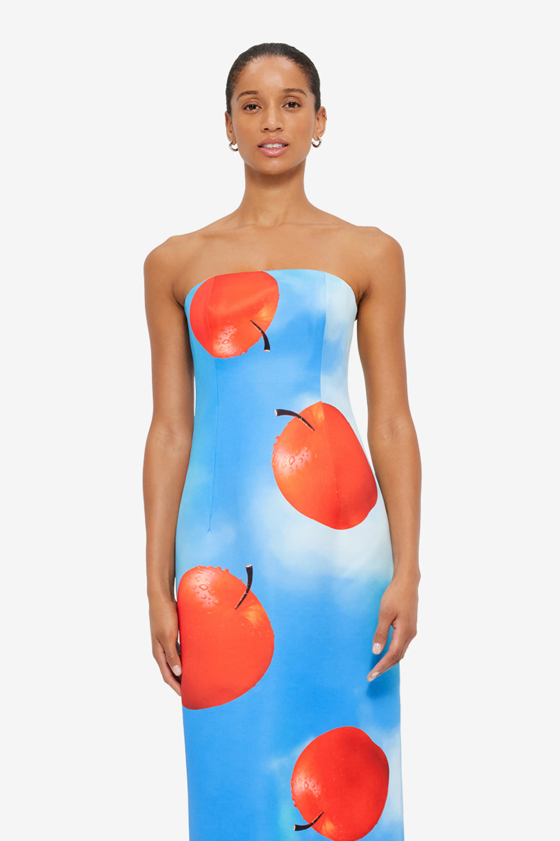 Exclusive Leo Lin Rayna Bustier Maxi Dress in Apple Print