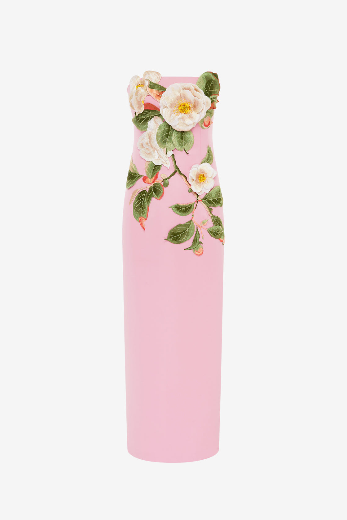 Rayna Appliqué Floral Bustier Maxi Dress in Camelia Print