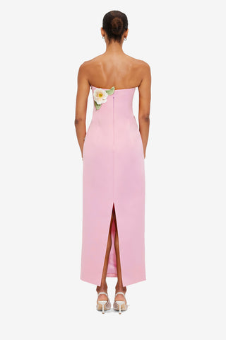 Rayna Appliqué Floral Bustier Maxi Dress in Camelia Print