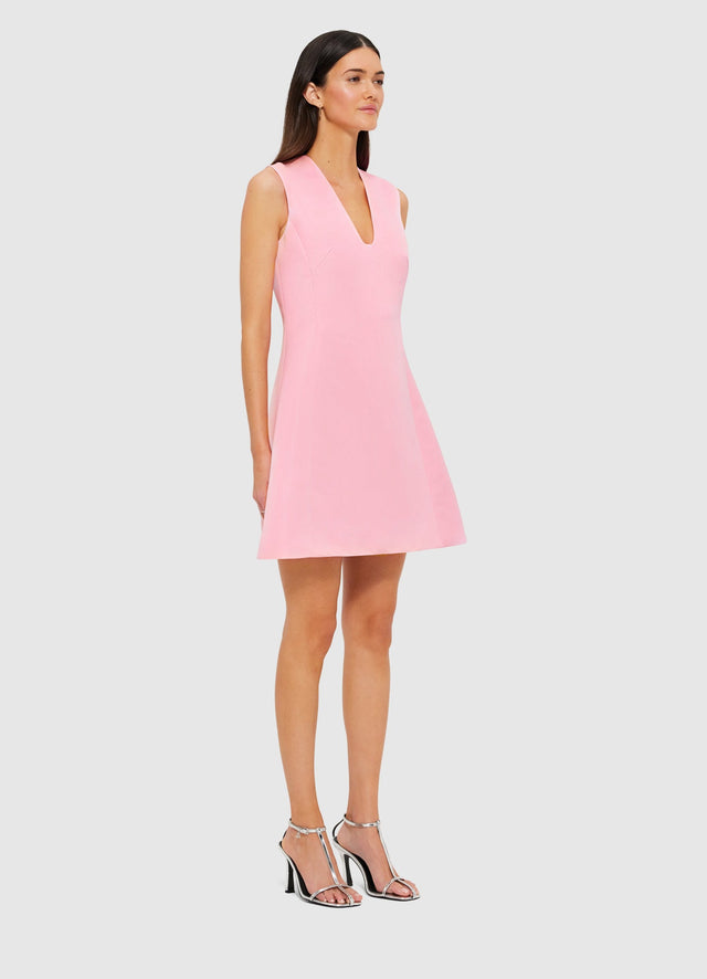 Exclusive LEO LIN Briana V Neck Mini Dress in Flamingo