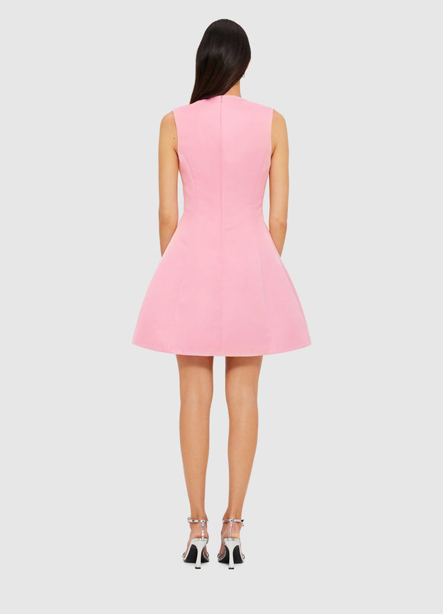 Exclusive LEO LIN Briana V Neck Mini Dress in Flamingo