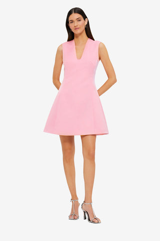 Exclusive LEO LIN Briana V Neck Mini Dress in Flamingo