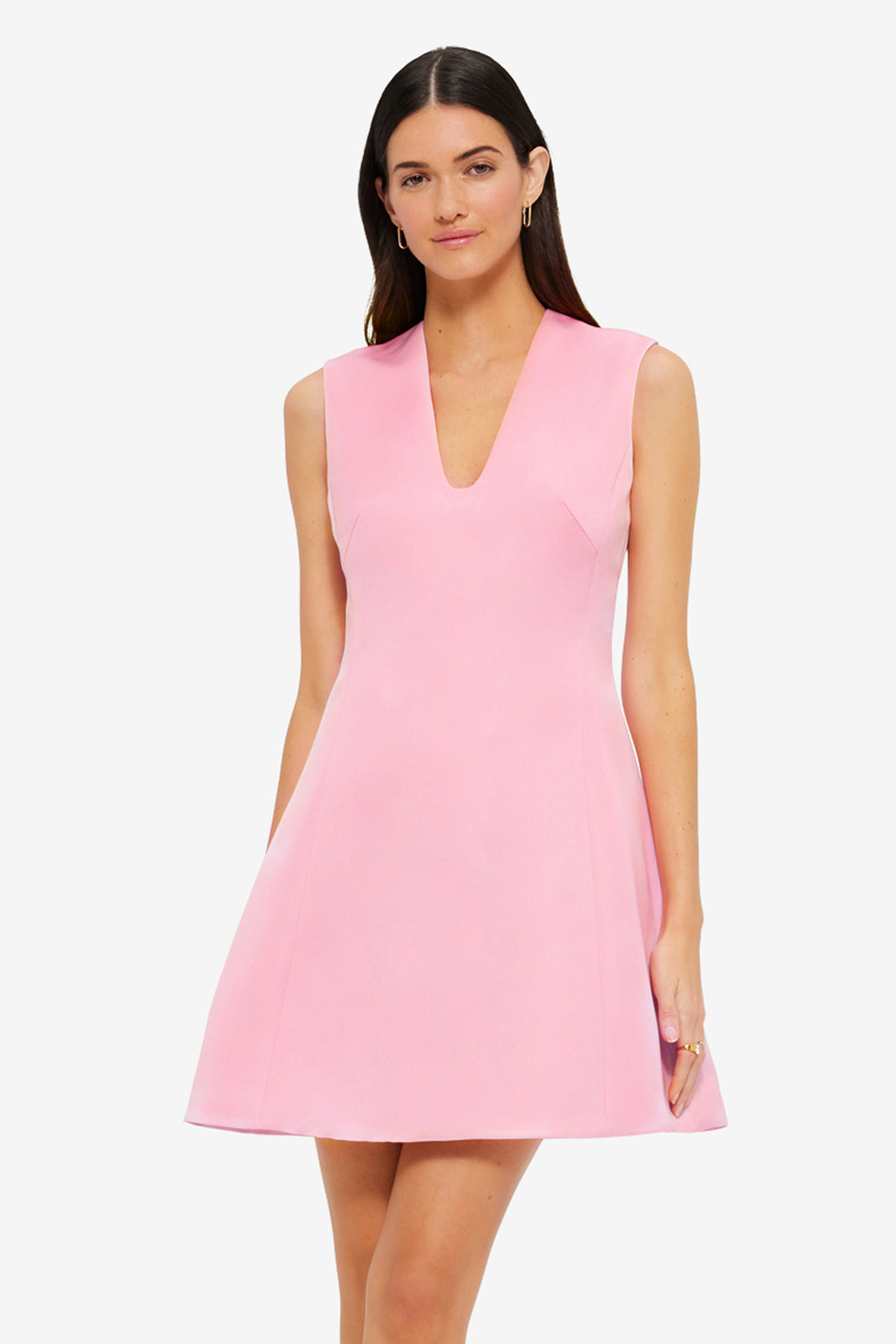 Exclusive LEO LIN Briana V Neck Mini Dress in Flamingo