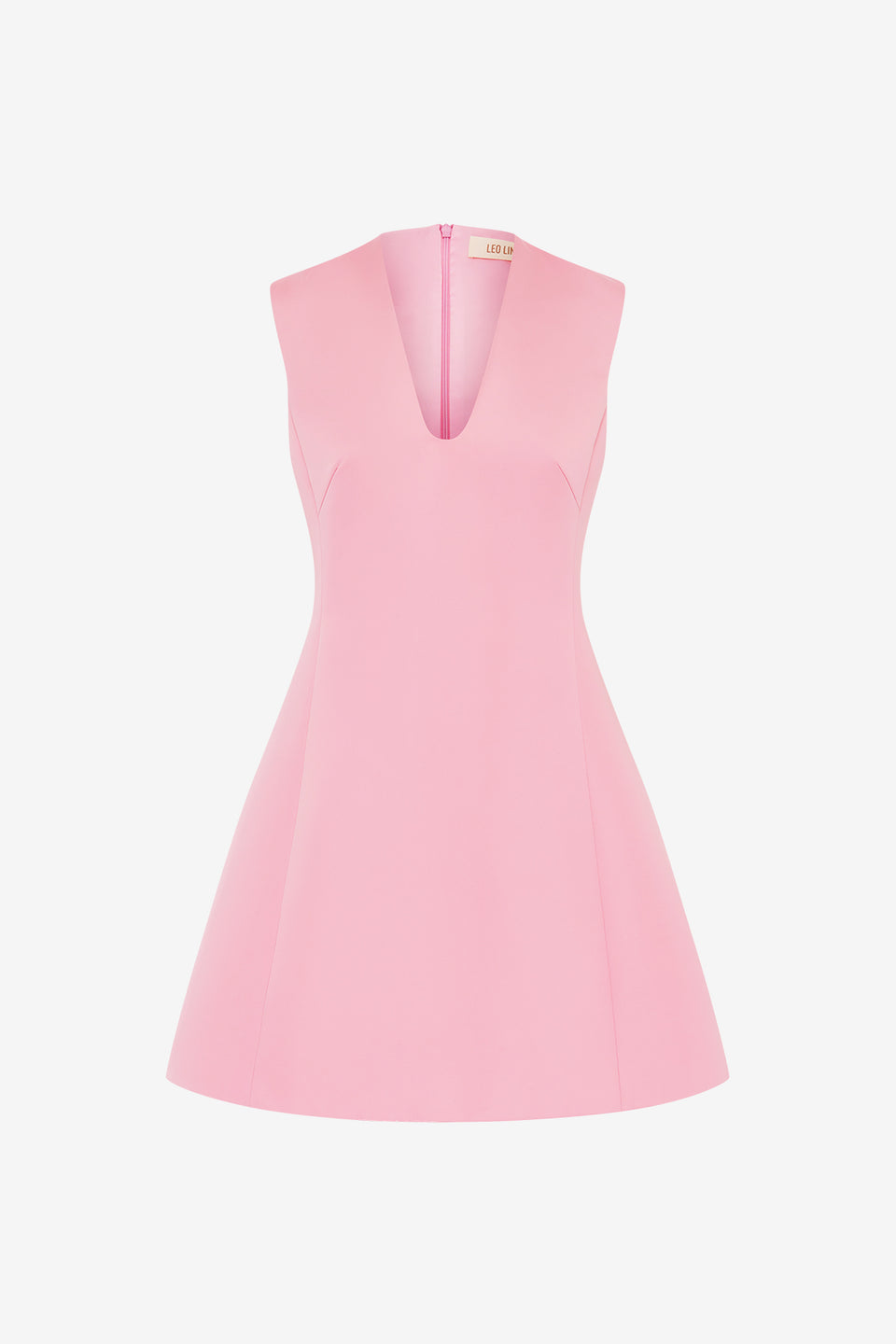 Exclusive LEO LIN Briana V Neck Mini Dress in Flamingo