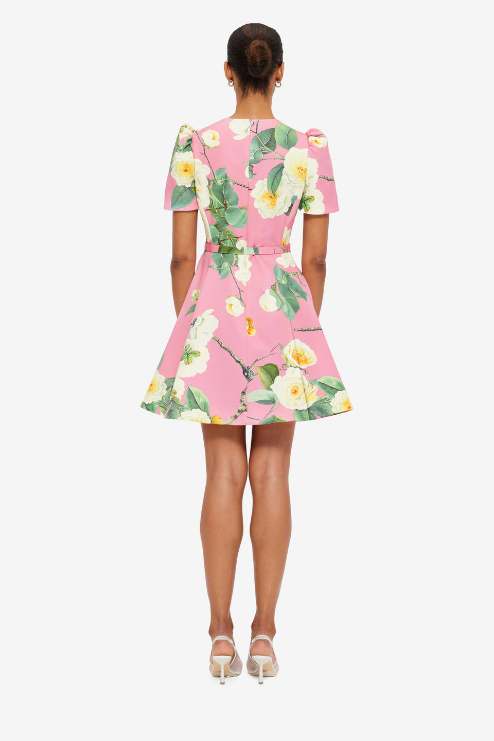 Exclusive Leo Lin Elyse Short Sleeve Mini Dress in Camelia Print