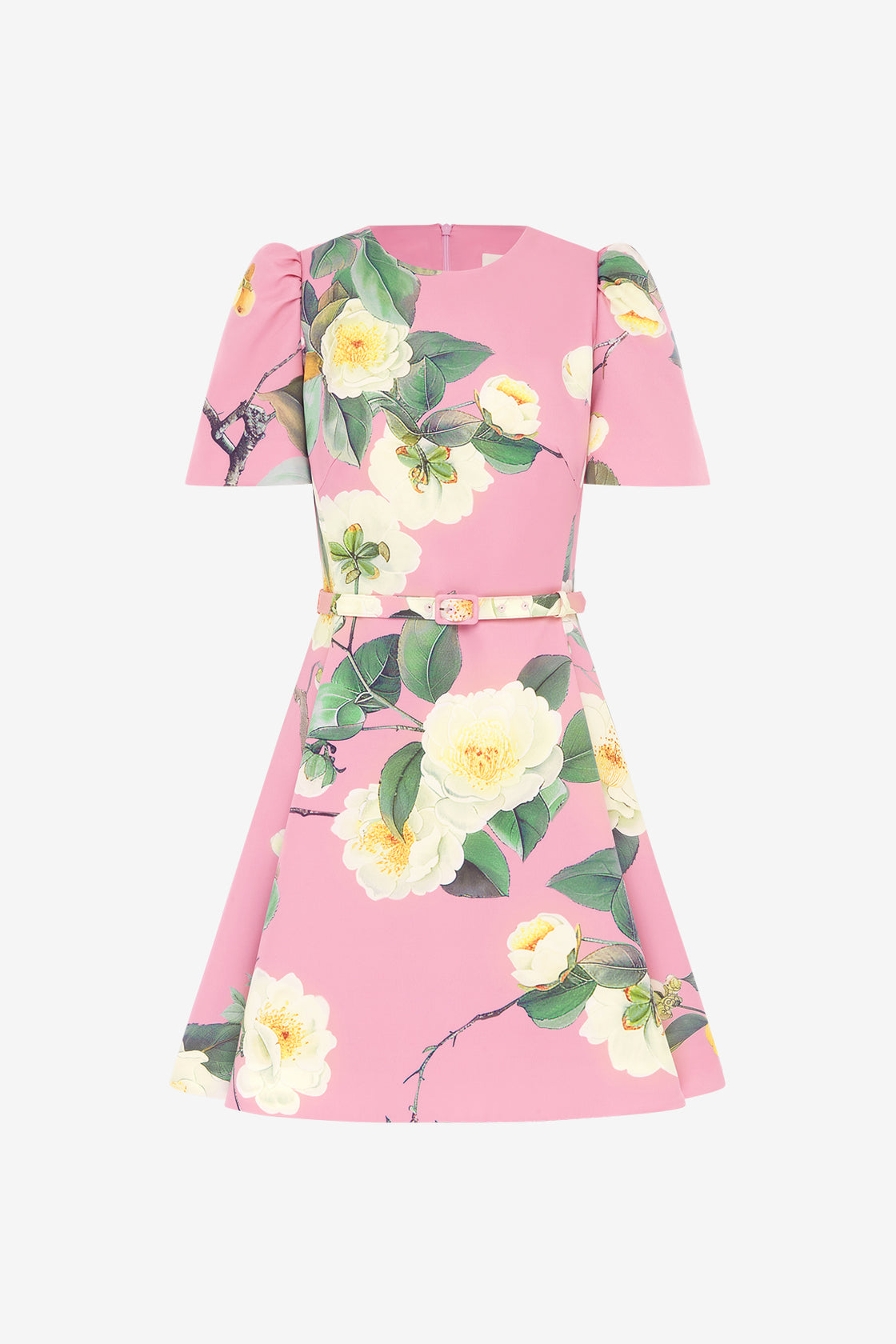 Exclusive Leo Lin Elyse Short Sleeve Mini Dress in Camelia Print