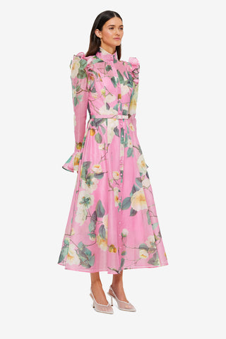 Exclusive Leo Lin Katrina Butterfly Sleeve Midi Dress in Camelia Print