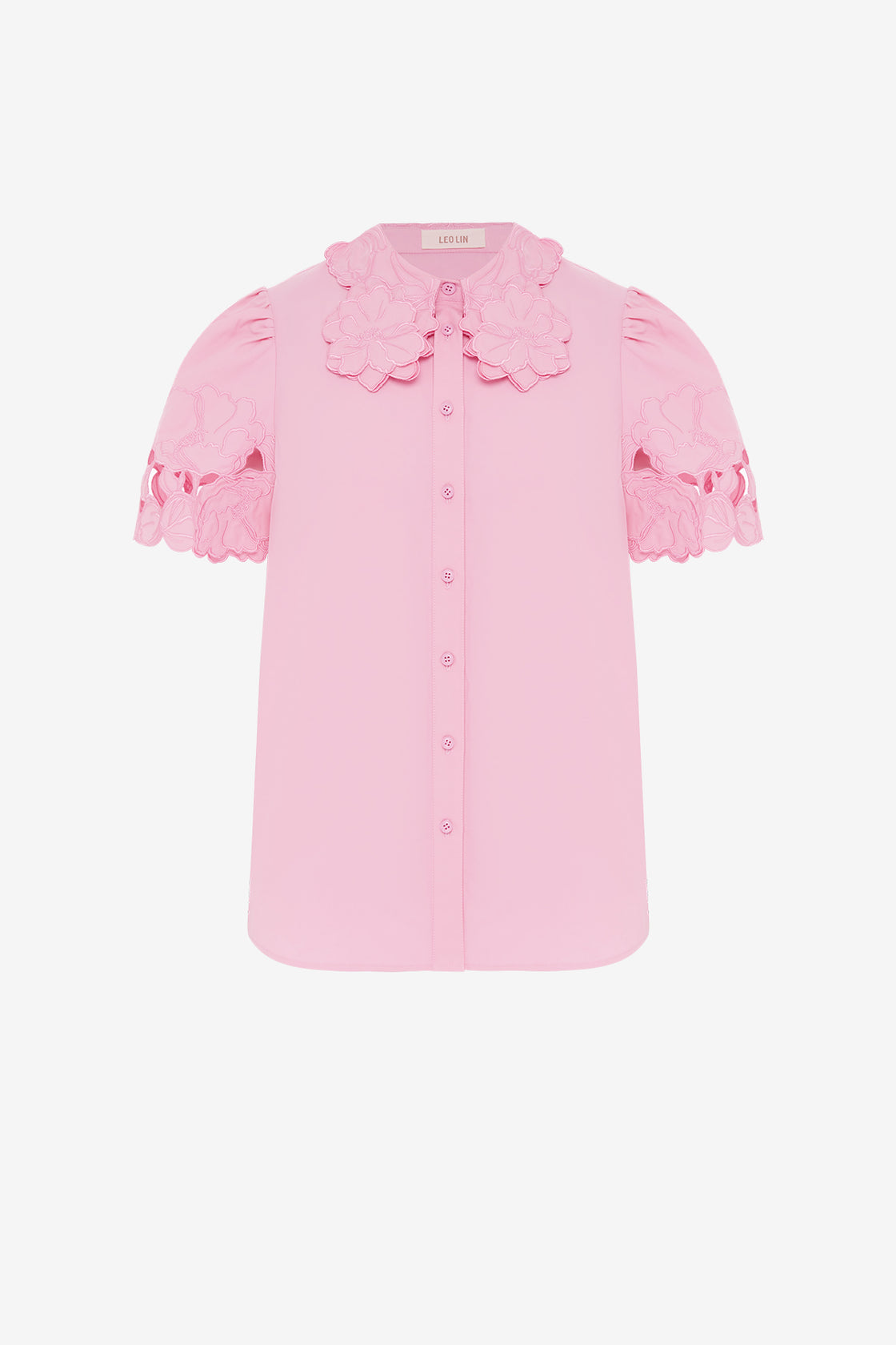 Exclusive Leo Lin Amélie Appliqué Shirt Top in Flamingo