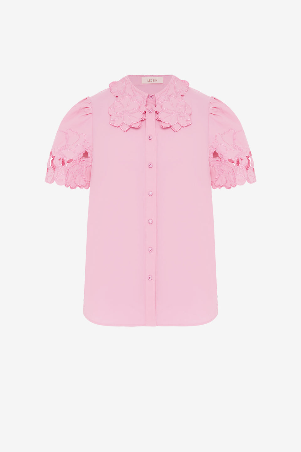 Exclusive Leo Lin Amélie Appliqué Shirt Top in Flamingo