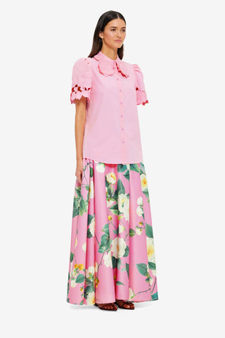 Exclusive Leo Lin Amélie Appliqué Shirt Top in Flamingo