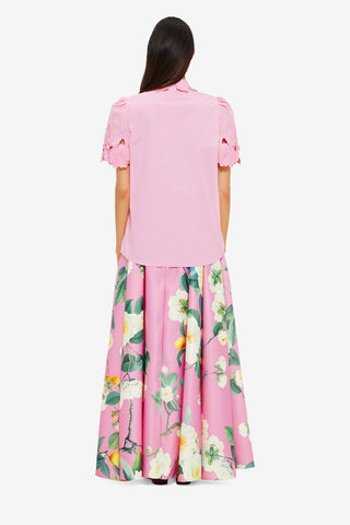 Exclusive Leo Lin Amélie Appliqué Shirt Top in Flamingo