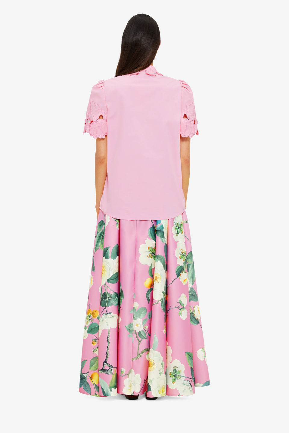 Exclusive Leo Lin Amélie Appliqué Shirt Top in Flamingo