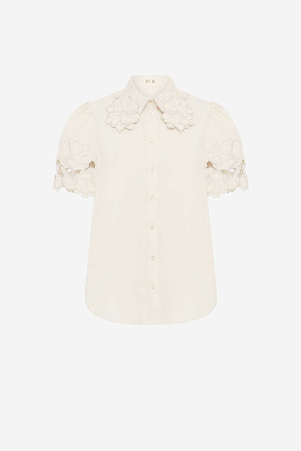 Exclusive LEO LIN Amélie Appliqué Shirt Top in Snow