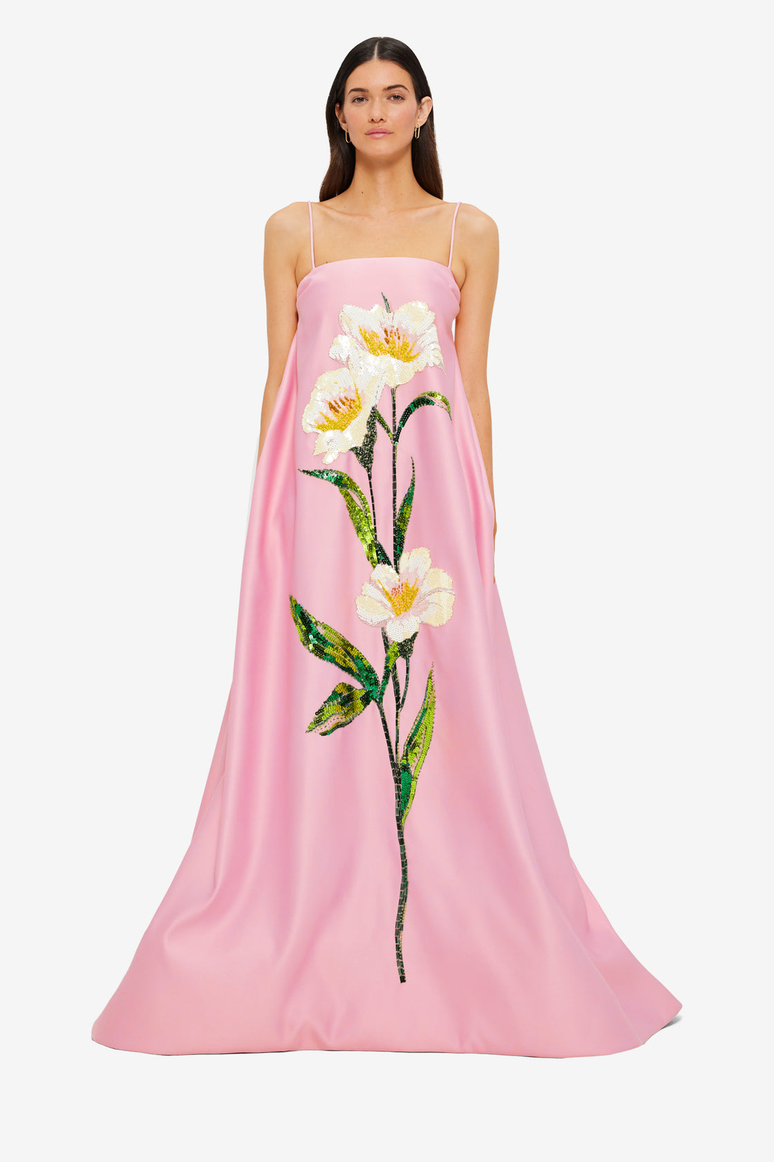 Exclusive Leo Lin Frances Appliqué Maxi Dress in Camelia Print