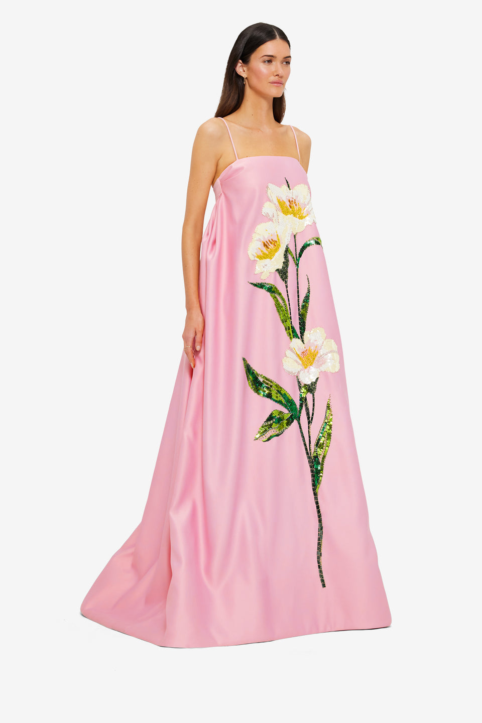 Exclusive Leo Lin Frances Appliqué Maxi Dress in Camelia Print